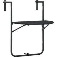 The Living Store Table suspendue pour balcon Noir 60x64x83,5 cm plastique aspect rotin