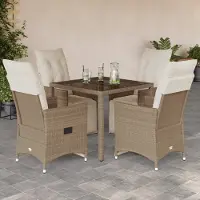 Prolenta Maison Exclusive - Ensemble de bistro de jardin 5 pcs coussins beige poly rotin