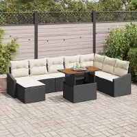Prolenta Maison Exclusive - Ensemble de canapés de jardin, 9 pièces, noir et crème