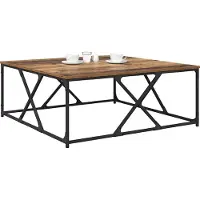 Syfax Table basse Bois Ancien 100 x 100 x 40 cm Bois d'ingénierie