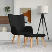 Prolenta Maison Exclusive - Fauteuil de détente avec repose-pieds, tissu noir