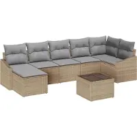 Syfax Ensemble de Canapés avec coussin 8 pcs Beige polyrotin