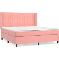 Syfax Sommier à lattes de lit avec matelas Rose 160x200 cm Velours