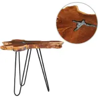 Syfax Table basse 70x45 cm Bois de teck massif et polyrésine