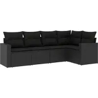 Syfax Salon de jardin 5 pcs avec coussins noir résine tressée