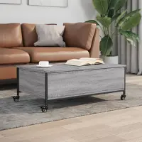 Prolenta Table basse exclusive sur roulettes, finition gris Sonoma, dimensions 91x55x34 cm, en panneaux de particules