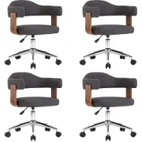 Syfax Chaises pivotantes à manger lot de 4 gris bois courbé et tissu