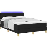Syfax Lit à ressort LED avec bandes LED Noir 140 x 200 cm tissu