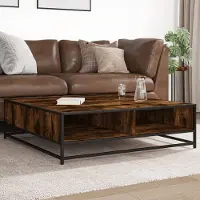 Prolenta Maison Exclusive - Table basse en chêne fumé 100x100x30 cm Matériau dérivé du bois et métal