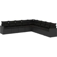 Sonstiges Salon de jardin 9 pcs avec coussins noir résine tressée