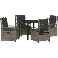 Syfax Ensemble de salle à manger pour jardin 5 pcs Gris polyrotin