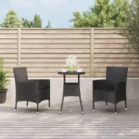 Prolenta Maison Exclusive - Ensemble bistrot de jardin 3 pièces avec coussins, rotin synthétique noir