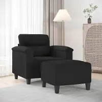 Prolenta Maison Exclusive - Fauteuil avec repose-pieds noir, 60 cm, tissu microfibre