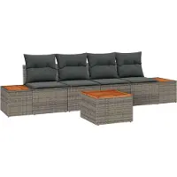 Syfax Ensemble de canapé de jardin avec coussin 5 pcs Gris Poly rotin