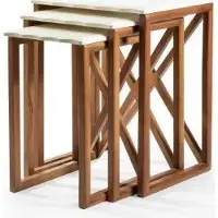 AEA Weiße Couchtisch-Garnitur 3x Quadratische Holztische Wohnzimmer Möbel