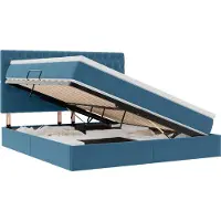 Syfax Lit avec rangement et matelas Bleu foncé 180 x 200 cm Velours
