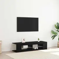 Prolenta Meuble TV exclusif - Dimensions : 135 x 39 x 30 cm - Couleur : Noir imitation chêne - Matériau : Panneau de particules