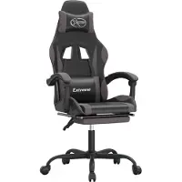 vidaXL Chaise de jeu avec repose-pieds Noir et gris Similicuir