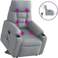 Syfax Fauteuil inclinable de massage électrique Gris clair Tissu