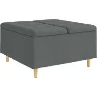 Syfax Pouf de rangement avec coussin Gris foncé 80 x 80 x 45 cm tissu