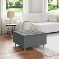 Prolenta Maison Exclusive - Coffre Ottoman avec rangement, gris foncé, 80 x 80 x 45 cm, tissu