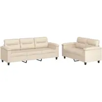 Syfax ensemble de canapé 2 pièces avec coussin Beige Tissu microfibre
