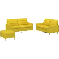 Syfax Ensemble de canapés 3 pcs avec coussins Jaune clair Tissu