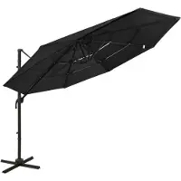 The Living Store Parasol avec mât en aluminium 4 couches noir 3x3 m