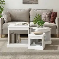 Prolenta Maison Exclusive - Tables basses 3 pièces, blanc, bois composite