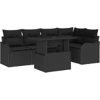 Syfax Ensemble de salle à manger 6 pc Noir Poly rotin