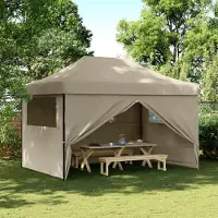 Prolenta Maison Exclusive - Tente de réception pliable Pop-Up avec 4 panneaux latéraux, couleur taupe