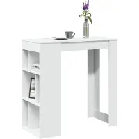 Prolenta Maison Exclusive - Table de bar avec étagère Blanc 102x50x103,5 cm Matériau dérivé du bois