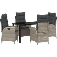 Syfax Ensemble de salle à manger pour jardin 5 pcs Gris clair