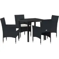 Syfax Ensemble de salle à manger pour jardin 5 pcs Noir polyrotin