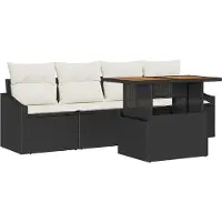 Syfax Ensemble de canapé de jardin 5 pcs Noir Poly rotin