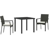 Syfax Ensemble de salle à manger pour jardin 3 pcs Noir polyrotin