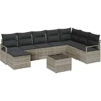 Syfax Ensemble de Canapés avec coussin 8 pcs Gris clair polyrotin