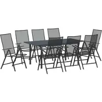 Syfax Ensemble de salle à manger pour jardin 9 pc Anthracite