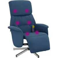 Syfax Fauteuil inclinable de massage avec repose-pieds bleu tissu