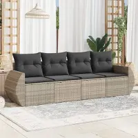 Prolenta Maison Exclusive - Salon de jardin 4 pcs avec coussins gris clair résine tressée