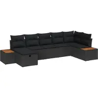 vidaXL Ensemble de canapé de jardin avec coussins 7 pcs noir poly rotin