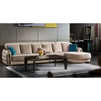 AEA Canapé d'angle en cuir Beige Luxe Salon Canapé Canapé d'angle Meubles Design