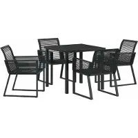 Syfax Ensemble de salle à manger pour jardin 5 pcs Noir