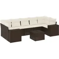 vidaXL Ensemble de jardin canapé 8 pièces avec coussins Marron Poly rotin