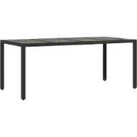 vidaXL Table de jardin avec plateau en verre noir 190x90x75 cm Poly rotin