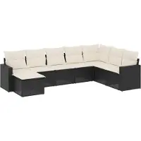 Sonstiges Salon de jardin modulable 8 pièces, résine tressée noire, acier enduit de poudre, rangement intégré, coussins déhoussables lavables, résistant UV