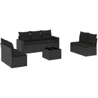 Sonstiges Salon de jardin 8 pcs avec coussins noir résine tressée