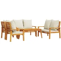 Syfax Salon de jardin avec coussins 5 pcs Bois d'acacia solide