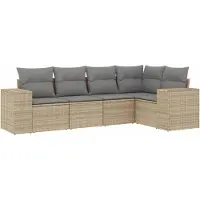 Syfax Salon de jardin avec coussins 5 pcs beige résine tressée