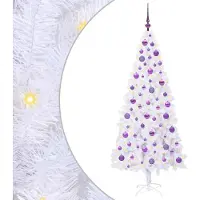 Syfax Sapin de Noël artificiel avec 300 LED Blanc 180 cm PVC et Acier